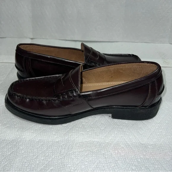 Nunn Bush Kent Men's Moc Toe Penny Loafer Burgundy Leather Dress Shoes Size 9.5M